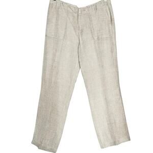 Tommy Hilfiger Womens Linen Blend Wide Leg Straight Pants Size 12